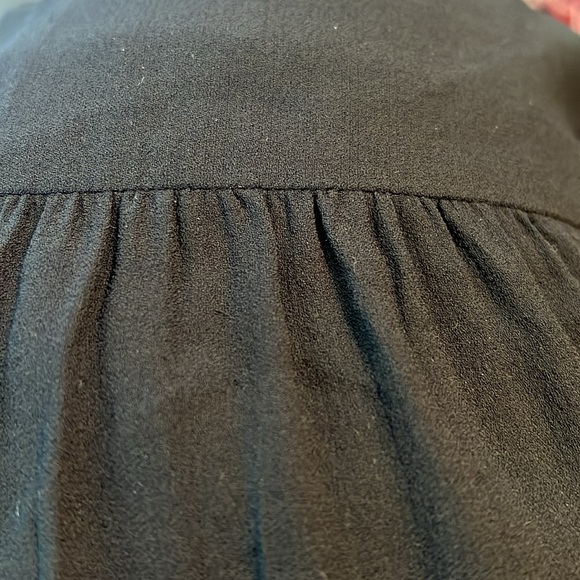 Eileen Fisher Silk georgette Crepe Dropped Waist Tapered Hem Black Dress - Picture 9 of 9